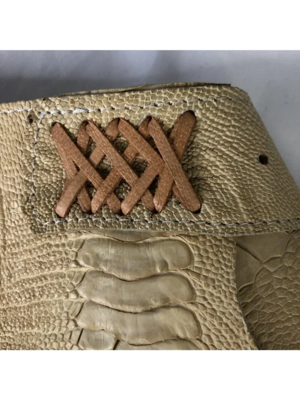 Statement Belt Womens One Size Beige Leather Tribal Studded Western Boho NYC